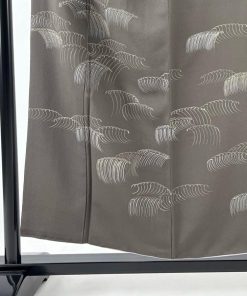 訪問着 身丈154cm 裄丈62cm S 袷 波頭 金銀彩 灰茶 正絹 秀品 中古
